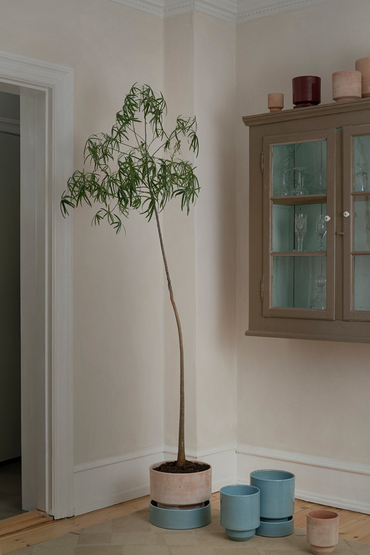 Hoff krukke, raw grey + Misty Blue underskål