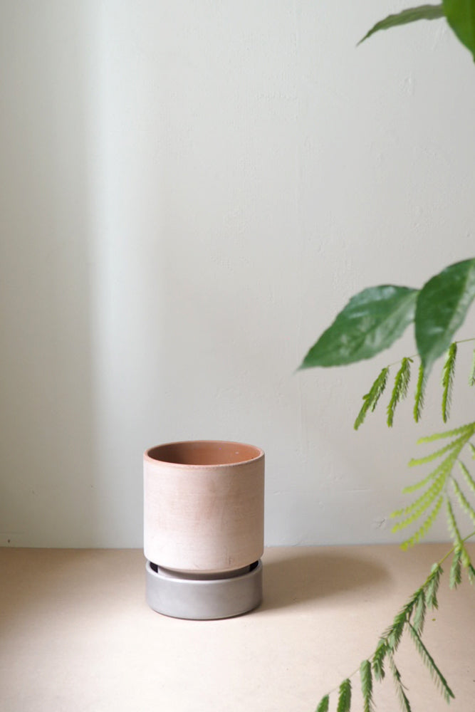 Hoff krukke, raw rosa + grå underskål