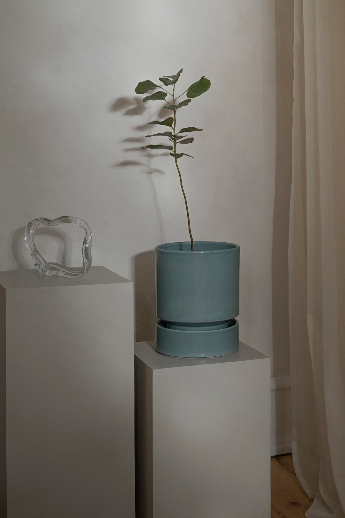 Hoff krukke, glaseret, Misty Blue