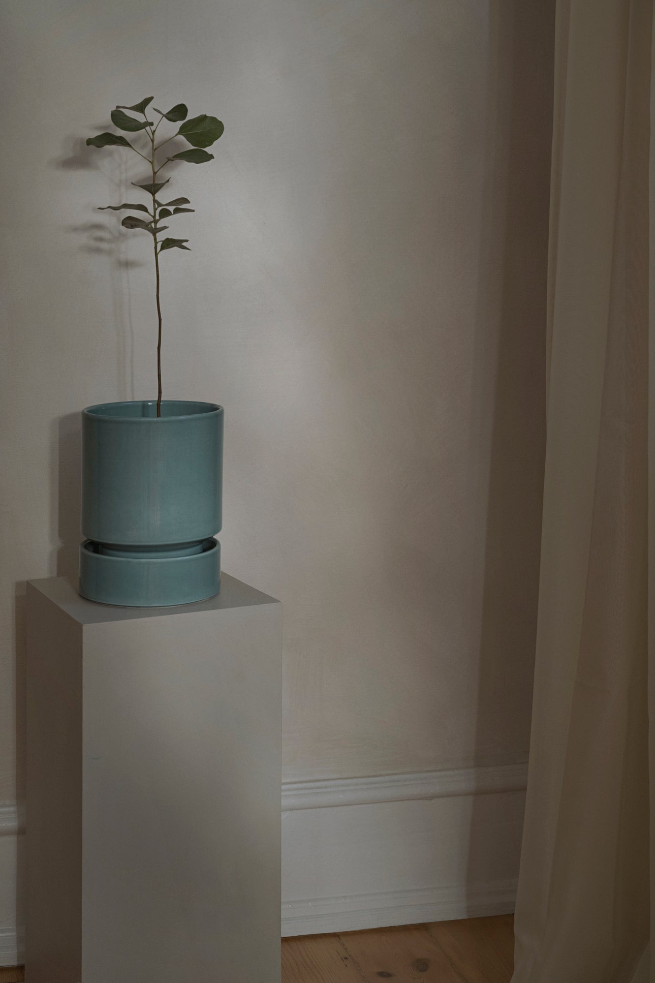 Hoff krukke, glaseret, Misty Blue