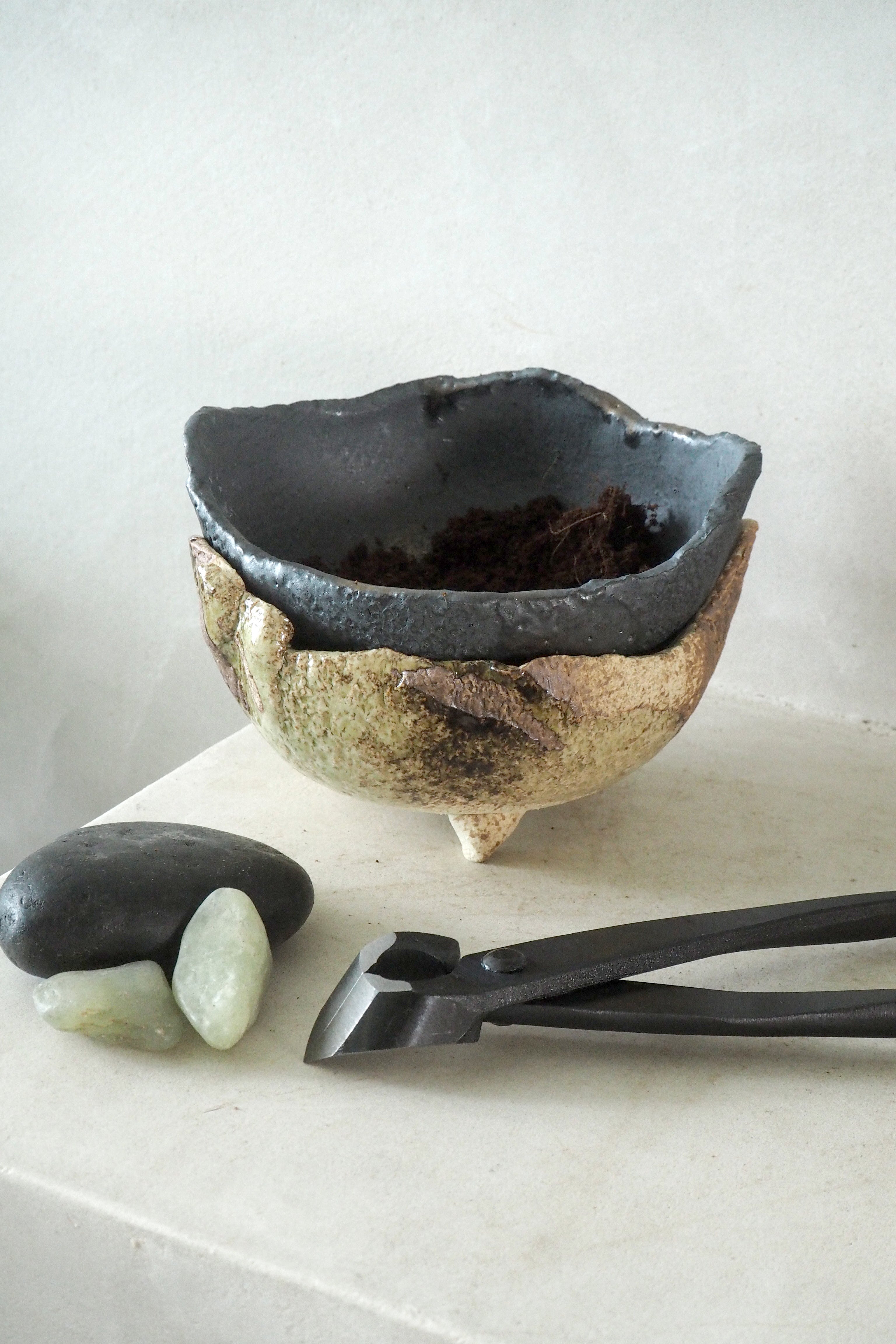 Japansk bonsai krukke, håndlavet, brun