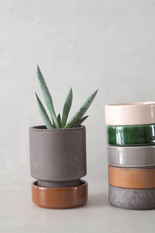 Hoff krukke, raw grey + grå underskål, gulvkrukke
